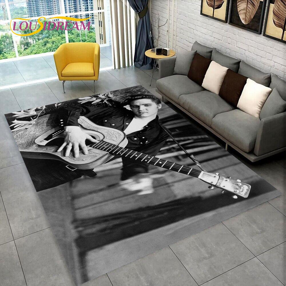 The King Elvis Presley Retro-Teppich, Teppich für Wohnzimmer, Schlafzimmer, Sofa, Fußmatte, Dekoration, Kinder spielen, rutschfeste Bodenmatte, 3D