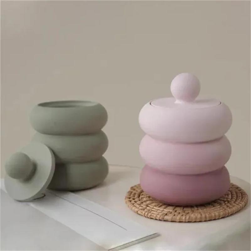 2pcs/set Small Pot Jars Silicone Molds with Lid for Concrete Plaster Resin Epoxy Craft DIY