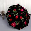 1pc Red Rose Pattern Folding Umbrella | Elegant Design, Fashionable Accessory, Durable Construction, Sturdy Ribs Yy251107106