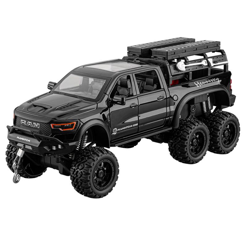 

1/24 Scale Dodge Mammoth RAM 1000 TRX 6x6 Pickup Metal Alloy Diecast Model Car Outdoor Decoration Ornament Holiday Gift for Boyfriend чёрный