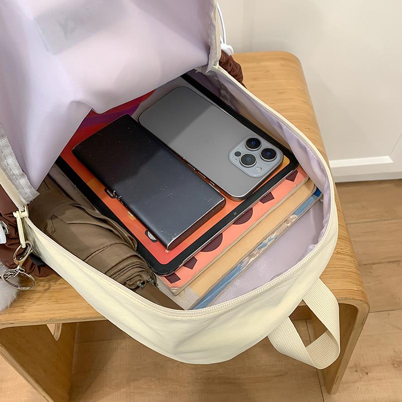 Lightweight Backpack Women's Water-Repellent Backpack Color Block Student Schoolbag