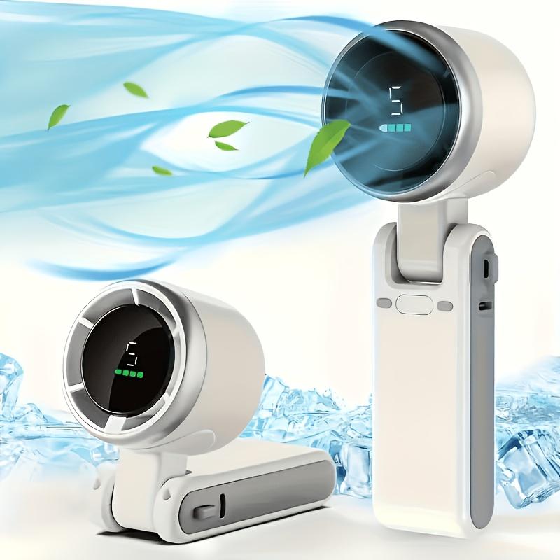 Portable Handheld Mini Turbine Fan 5-Speed USB Rechargeable 3-in-1 Foldable for Desk Outdoor