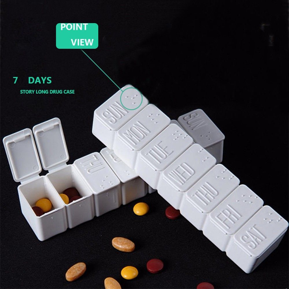 Container Organizer 7 Day Weekly Medicine Pill Storage Box Pill Case Medication Organizer Braille