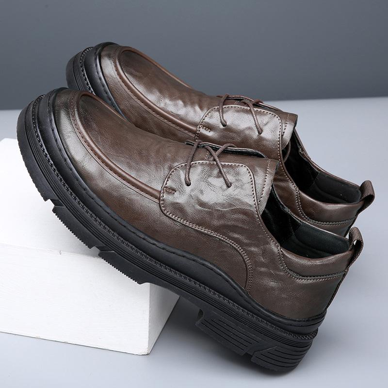 Spring New Leather Breathable Foot Leather Shoes Men's Versatile Casual Fashion Lazy One Pedal Platform Casual Shoes