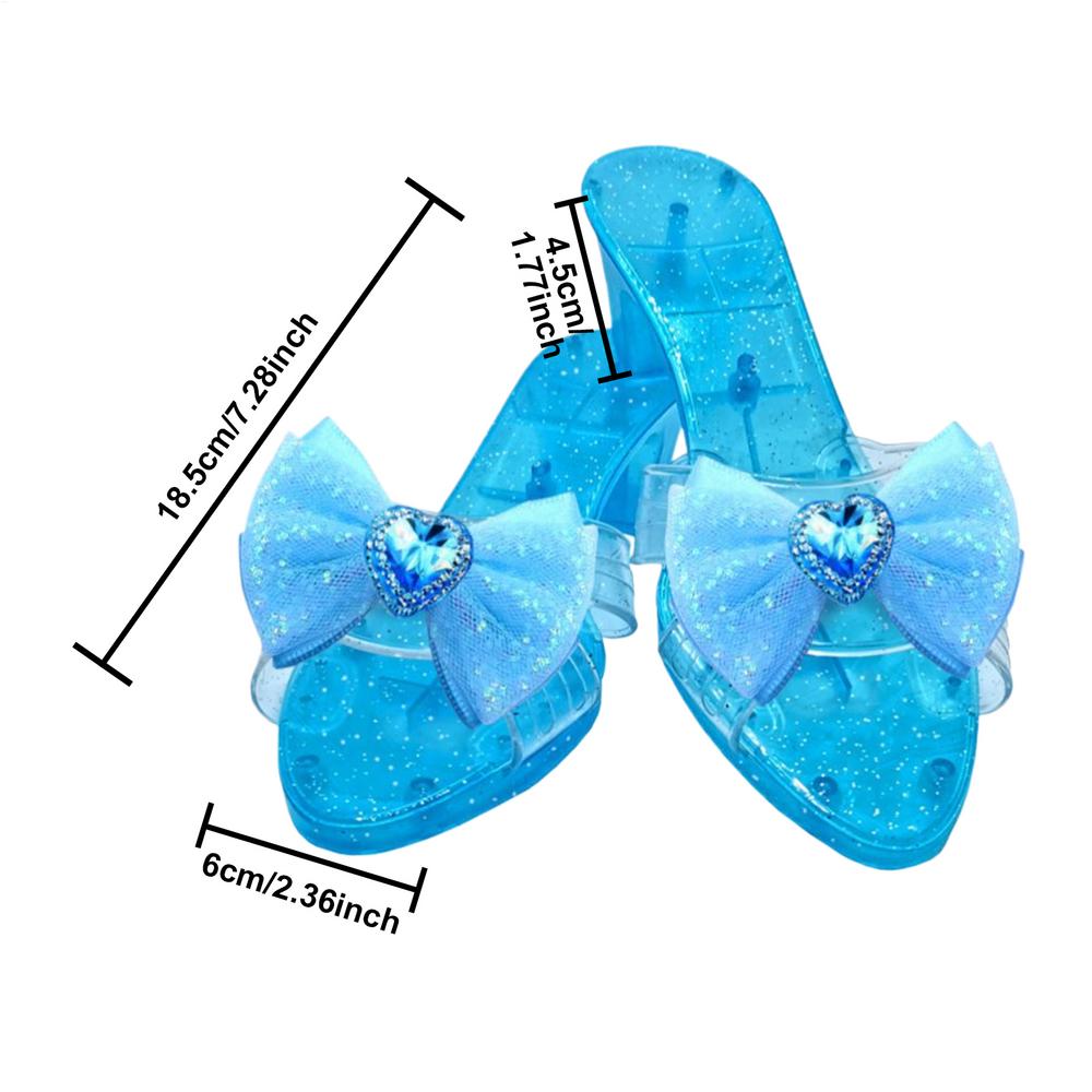 

Girls Princess Shoes Photo Props Crystal Slippers Dress Up Heels for Little Girls Costume Enthusiasts Stage Family Photo Holiday синий