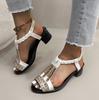 Large Size Compact Hollow Heel Rhinestone Sandals Women's Bohemian Outer Sandals