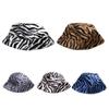 Zebra Grain Ornamented Hats with Flat Top & Wide Brim for Winter Warm Keeping