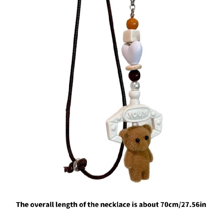 Multipurpose Sturdy Chain Necklace With Adorable Brown Lovely Bear Pendant Designs Fashion Accessory Casual Wear