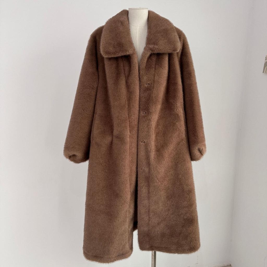 New Imitation Fur Eco-friendly Fur Coat Long Imitation Mink Fur Coat for Women