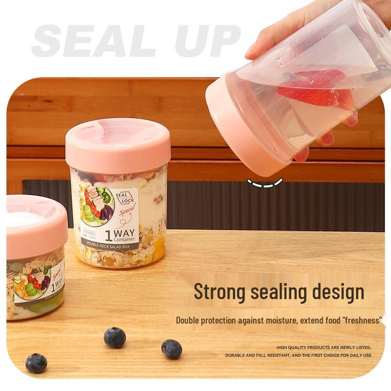 Portable Breakfast Salad Cup with Spoon and Fork Lid