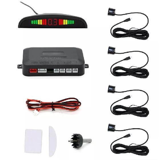 Car Auto 4Parking Backup Sensors Kit LED Display Reverse Rear Radar Sound System