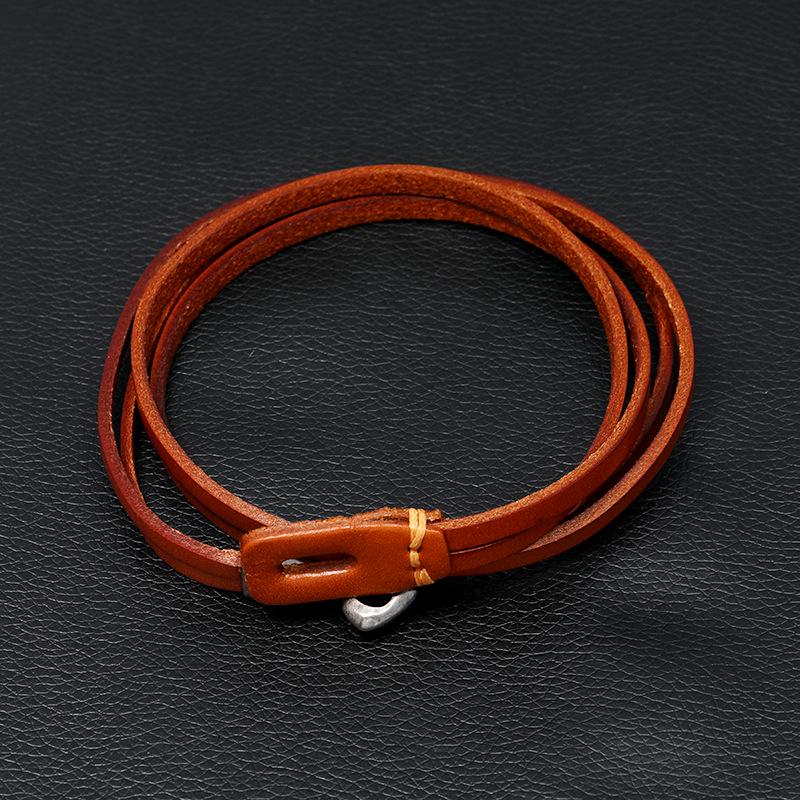 Trendy European & American Multi-layer Cowhide Bracelet - Simple & Retro Student Accessory