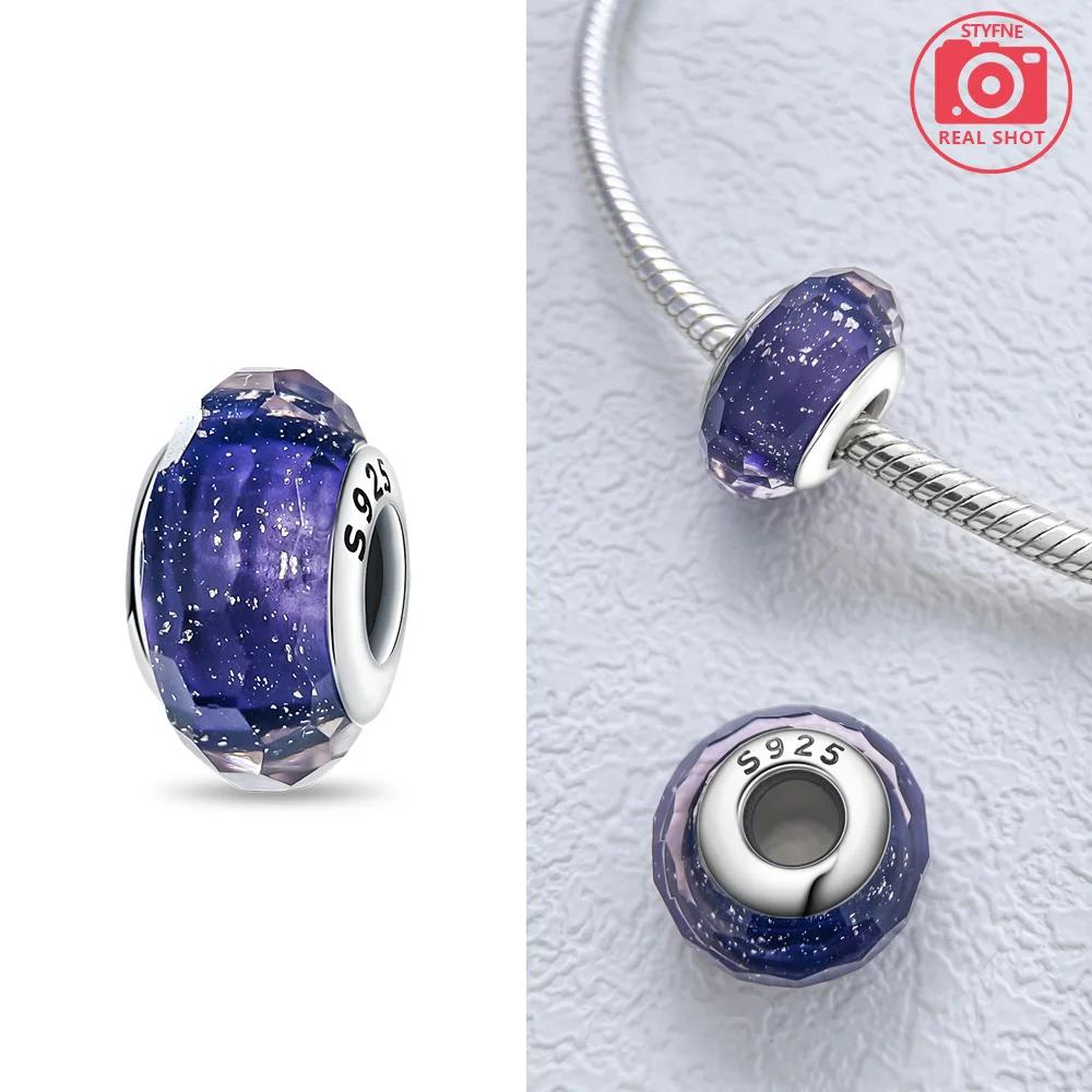 925 Silver Bracelet Women Diy Jewelry Gift Accessories Charms Beads Pink Murano Glass Blue Flower Butterfly Beads