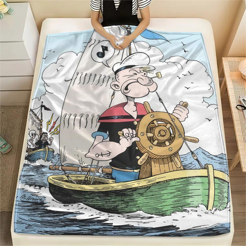 Popeye the Sailor Flannel Blanket, High quality Comfortable for All Seasons, Home Decor, Warmth and Comfort