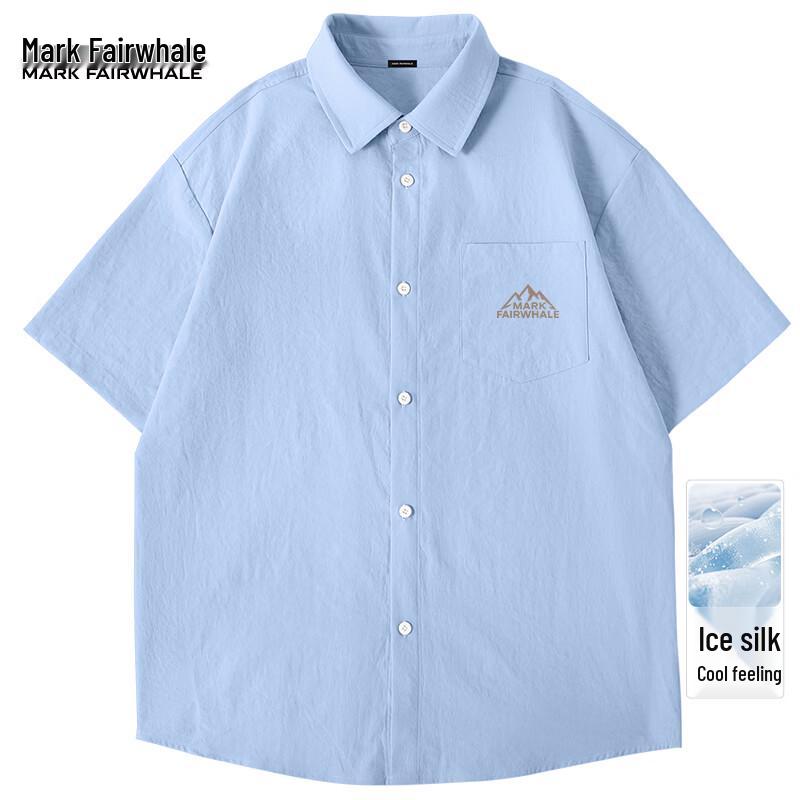 Mark Fairwhale Men s Ice Silk Short Sleeve Lapel Shirt XL
