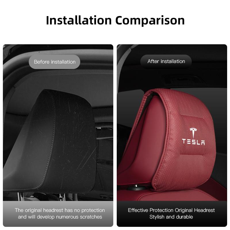1Pcs Car Seat Headrest Protector Auto Pillow Cover Accessories For Tesla Model 3 Y S X Cybertruck Juguete Roadster Coil Bonina