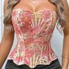 New Spring Summer Women's Sexy Corset Tops Embroidered Flower Lace-up Hollow Out Backless Crop Top Women Waist Bustiers
