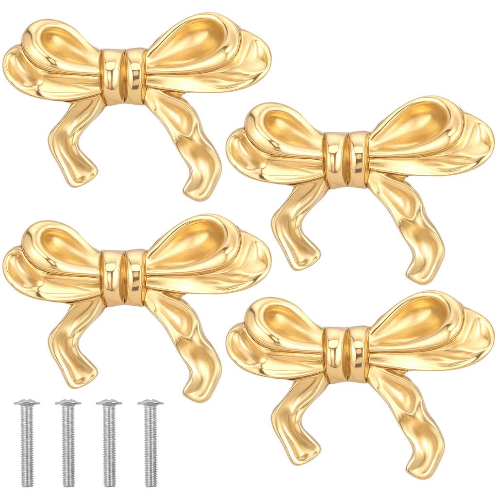 2/4/6Pcs Bow shaped drawer handle decoration Brass material is sturdy and durable Easy to install Wardrobe handle decoration