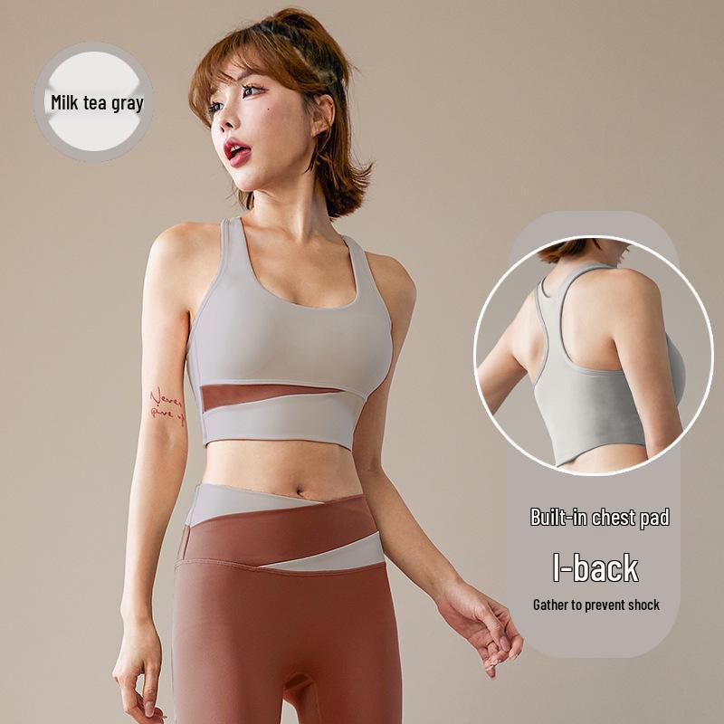 Dámská podzimní jógová souprava: Profesionální nárazuvzdorná sportovní podprsenka a vesta pro fitness a běh
