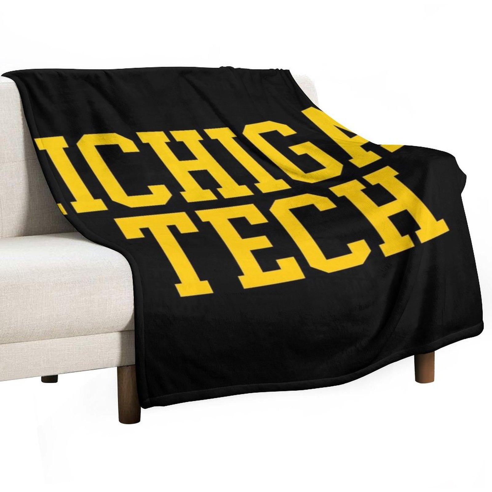 michigan tech - varisty font curved Throw Blanket Bed linens Soft Plush Plaid Cute Heavy Blankets 30x40in