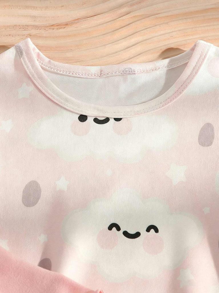 Baby Girls 2-Pack Cloud Print Nightgowns, Short Sleeve Sleep Dresses for Toddler Girls 6M-3Y