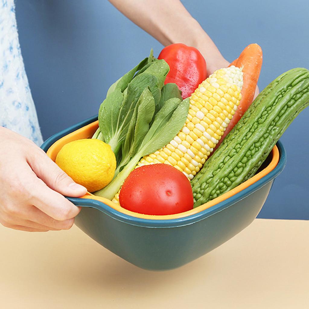 Fruit Vegetable Colander Multi Layer Kitchen Washing Strainer Basket with Hanging Hole for Fruits