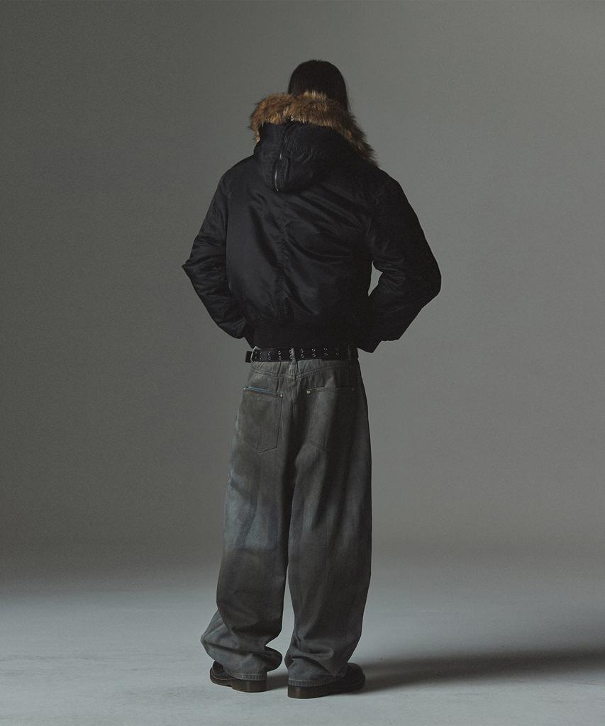 Not4Nerd Fur Hooded N2B Bomber Jacket - Black