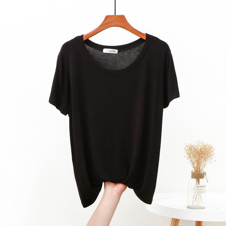 

2022 Весна/Лето Женская Свободная Модальная Футболка с Круглым Вырезом и Коротким Рукавом Double Extra Large