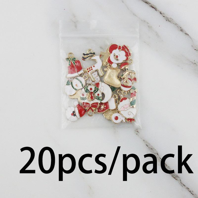 (20Pcs/pack)Mixed Metal Pendants Christmas Mini Decoration Semi-finished  Crafts Xmas Christmas Tree Elements Hanging DIY