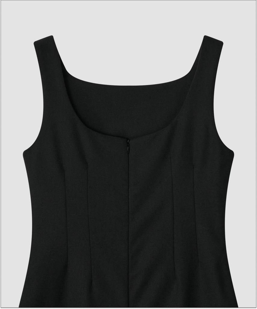Deolil Boat Neck Wool Dress_Black
