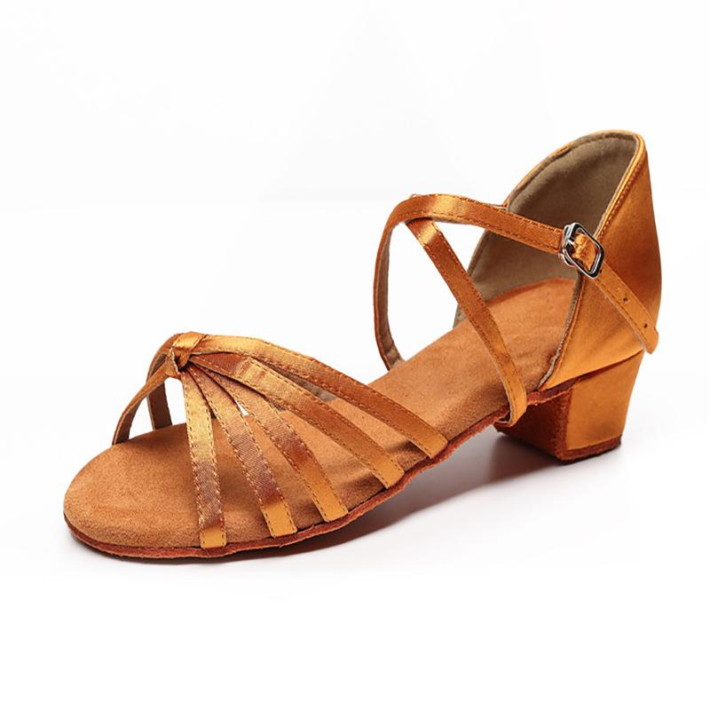 Mädchen Satin Lateinschuhe Niedriger Absatz Ballsaal Tanzschuhe Erwachsene Tango Salsa Schuhe für die Praxis Kleinkind Latein Tanzschuhe Performance