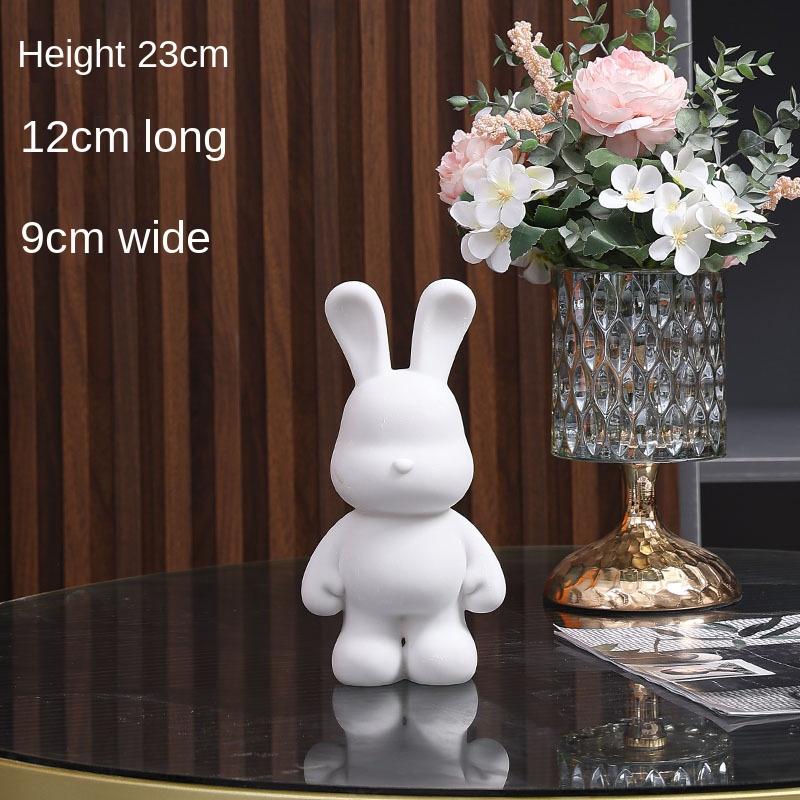 New DIY Paint Fluid Animal Bear Rabbit Lucky Dragon White Hand Painted Home Decoration Doll Toy Statue Deposit Can Handmade Gift