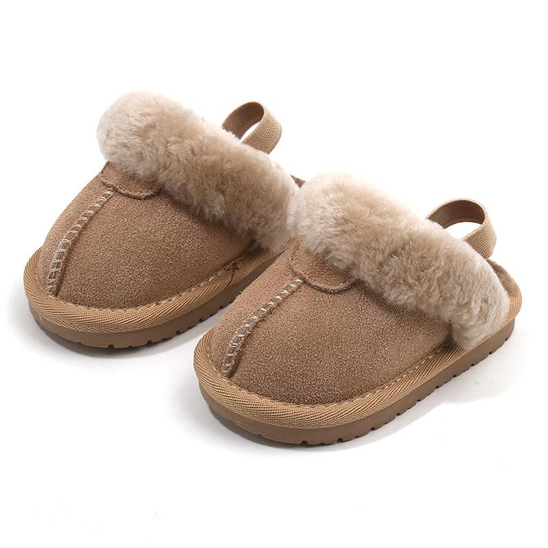 Fleece-Lined Cotton Slippers: Boys'/Girls' Toddler Walking Shoes, Warm Baby Pre-Walking Winter Footwear.