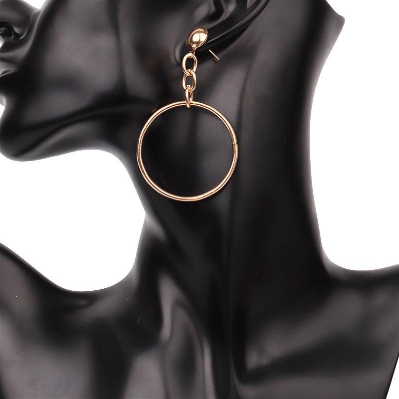 Circle Unique Gold Earrings Geometric Shape For Women Fashionable