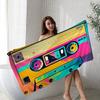 Retro Cassette Music Tape Towel Microfiber Beach Towel Absorbent Quick Dry Soft Yoga Swimming Resort Mountain Climbing Towel