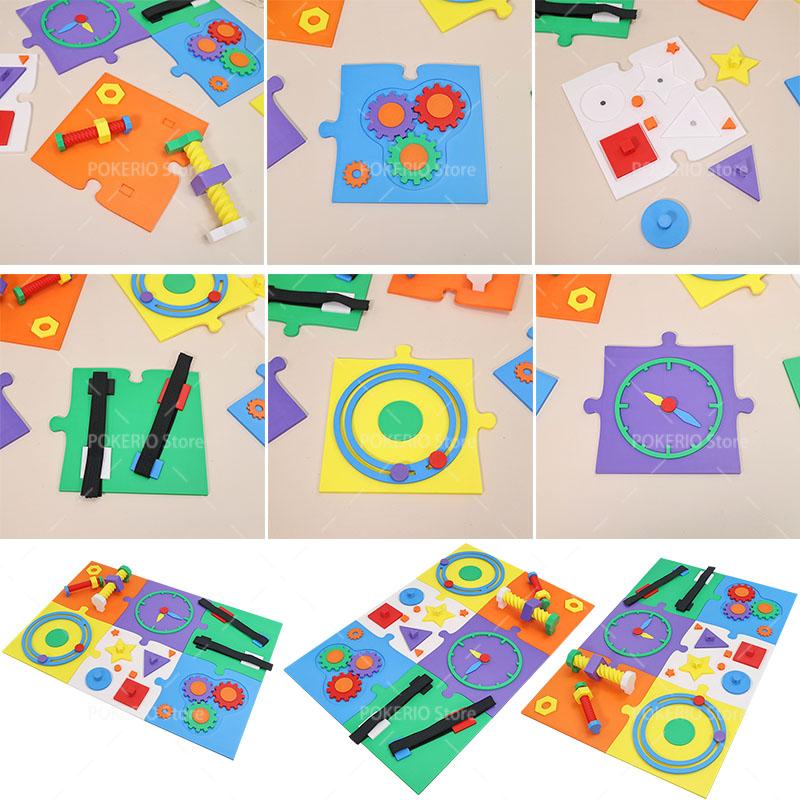 3D Printed Montessori Busy Board Montessori Mirror Puzzle Lock Mobile Gear Busy Board Early Educational Sensory Toy For Kids