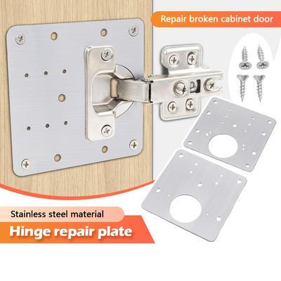 1 Satz Scharniere für Edelstahltüren mit Reparaturplatten und Schrauben