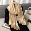90*180cm Fashion Luxury Solid Color Silk Scarf Women Soft Smooth Scarves Head Wrap Hijab Outdoors Muffler Long Shawl Beach Towel