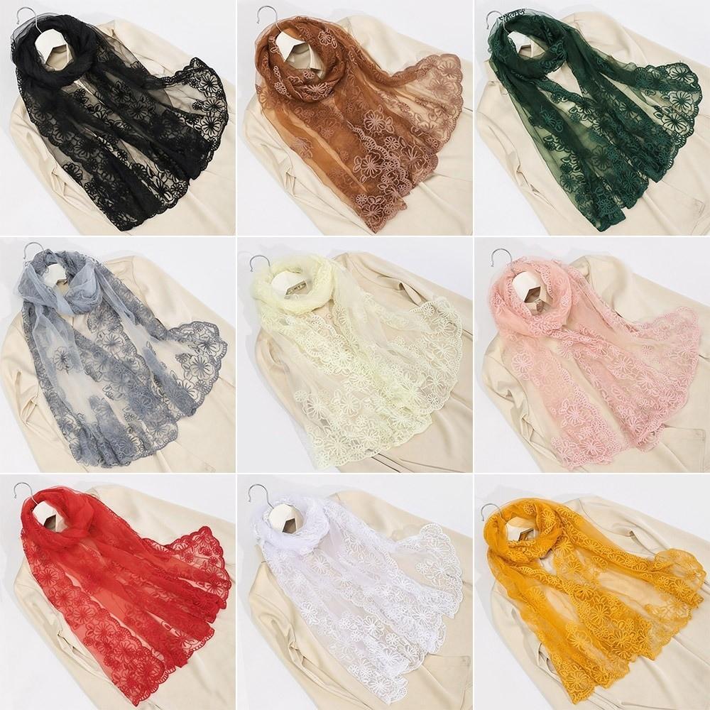 Thin Women's Lace Scarf Long Female Headscarf Literary Summer Sunscreen Shawl