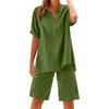Women's Casual Pants Set Fashion Women's Shirt Soild Two Piece Set