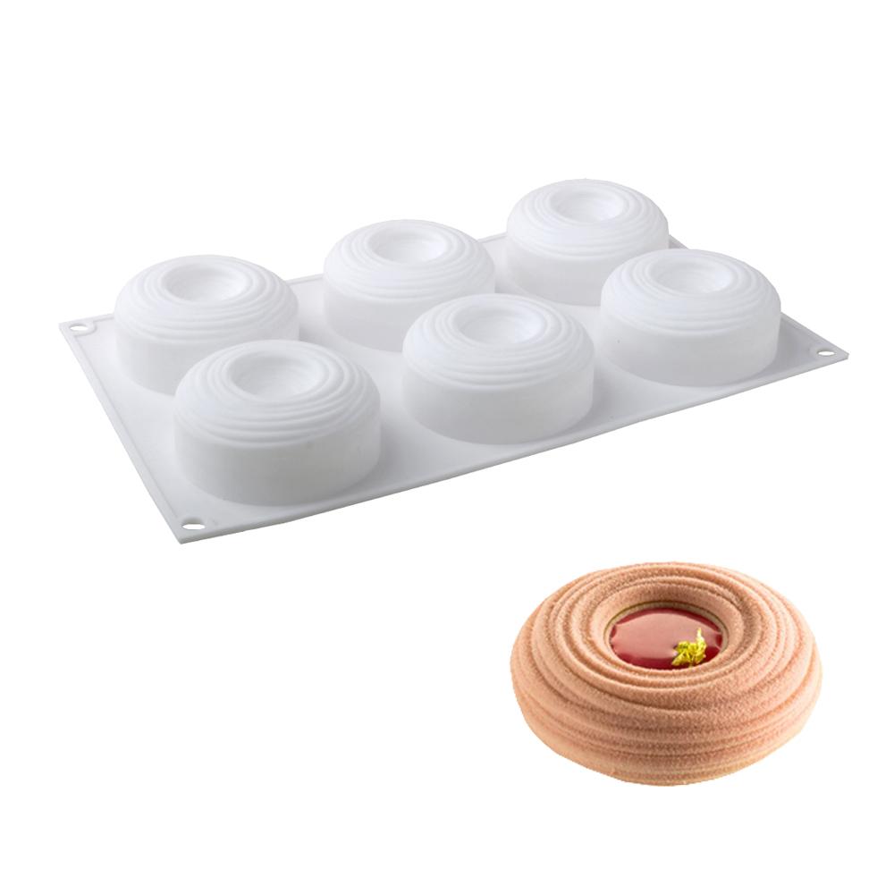 6-Cavity Concave Tornado-shaped Mousse Cake Mold French-style Western Pastry Baking Mold