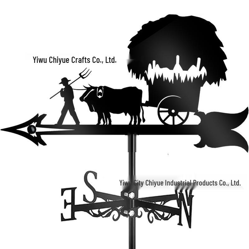 Weather Vane Ornament: Outdoor Wrought Iron Spray-Painted Roof Decoration Metal Craft
