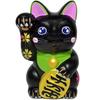 Seto Ware Maneki Neko 15.5cm Tall Sakura Painted Right Hand (Black)