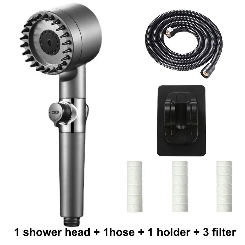 High Pressure 3 Modes Message Shower Head Rainfall Adjustable Modern Showerhead Boost Filter for Bathroom Accessories