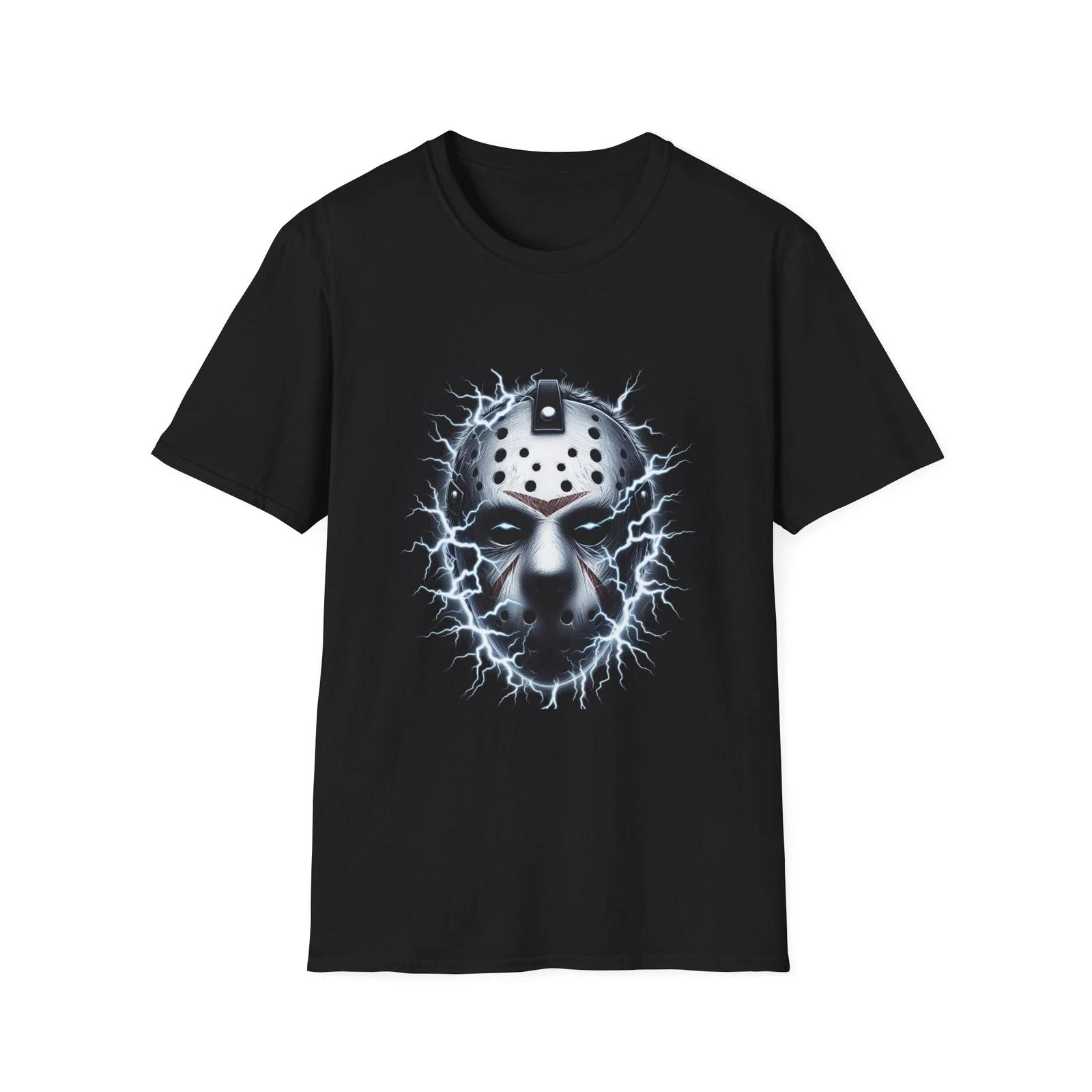 Jason Voorhees on Lightning T-Shirt - Electrifying Slasher Graphic Tee L