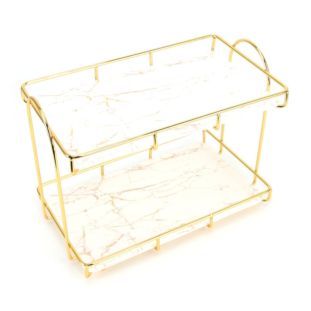 Bathroom Countertop Rack Large Capacity 2 Tiers Gold Bathroom Countertop Rack for Home Hotel