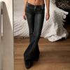 Women's 2026 Spring Retro Micro-Flare Black Jeans: Slimming, Body-Shaping, Low-Rise Long Pants