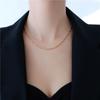 Vergoldete Titanstahl-Rundperlen Feine Kette Choker-Halskette – Koreanischer Schlüsselbein-Kalter Stil für Damen