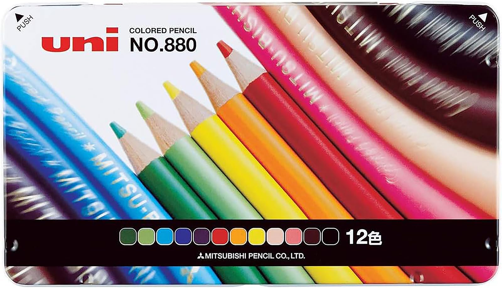 Mitsubishi Pencil 880 Цветные карандаши для начальной школы 12 K88012CP Ученики, Цвета,