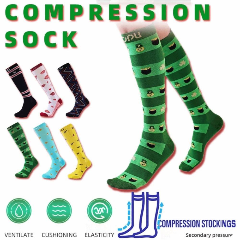 Funny Pattern Compression Socks Elastic Varicose Veins Socks Calves Leg Stockings Outdoor Sports